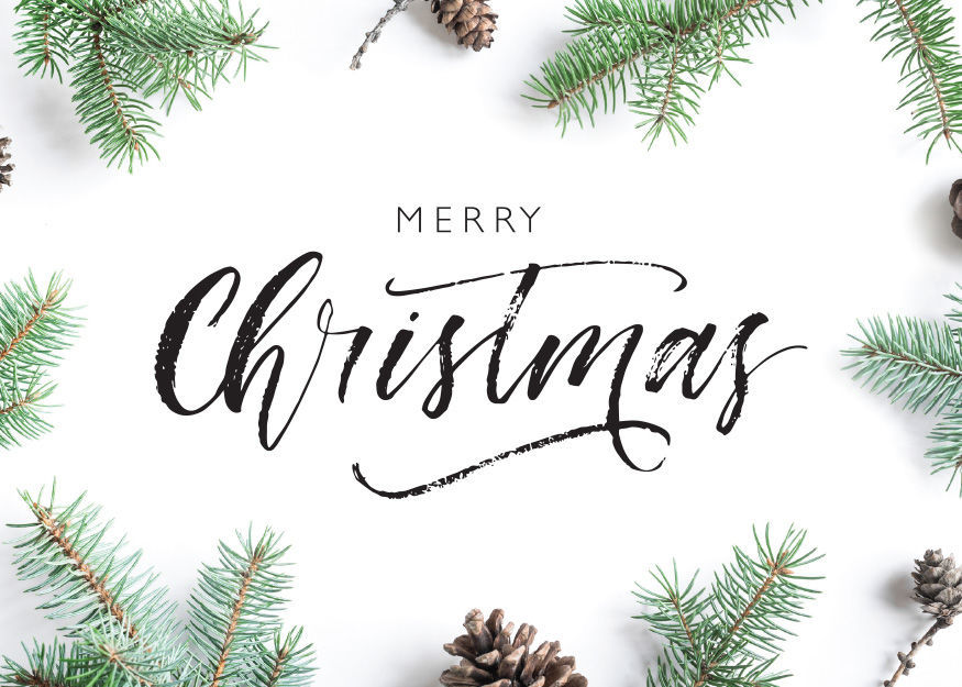 Merry Christmas Card With Christmas Tree