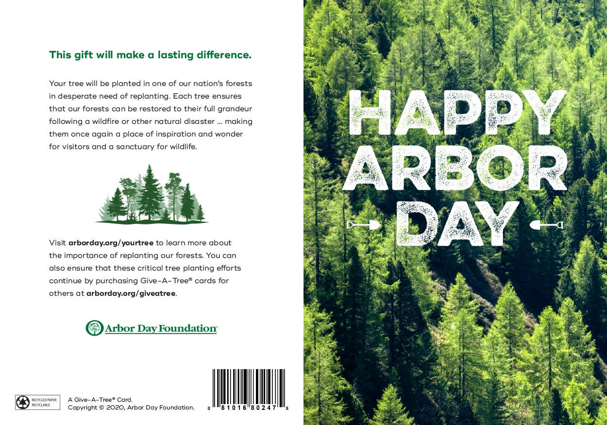 Forever Blooming GiveATree Card. Every Cart Plants A Tree Arbor Day