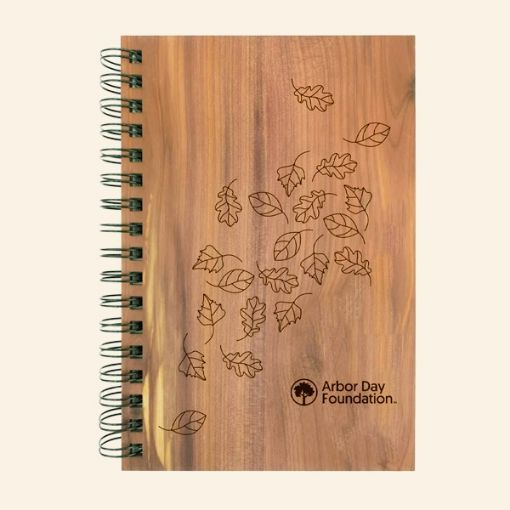 Picture of Seasonal Leaves Spiral Wood Journal 